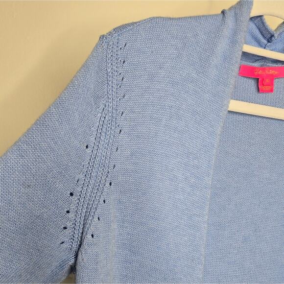 LILLY PULITZER Women's Light Blue Open Front Cardigan Size M - Picture 2 of 9